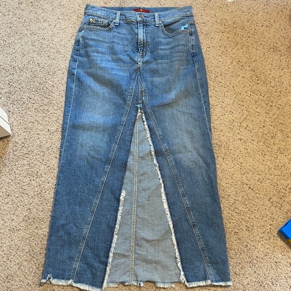 7 For all Mankind slit maxi jean skirt